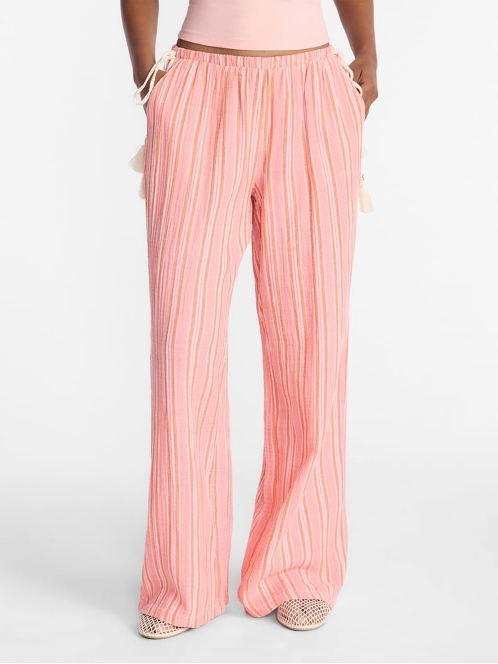 No Boundaries Pink Striped Pull-On Pants Size Small NWT